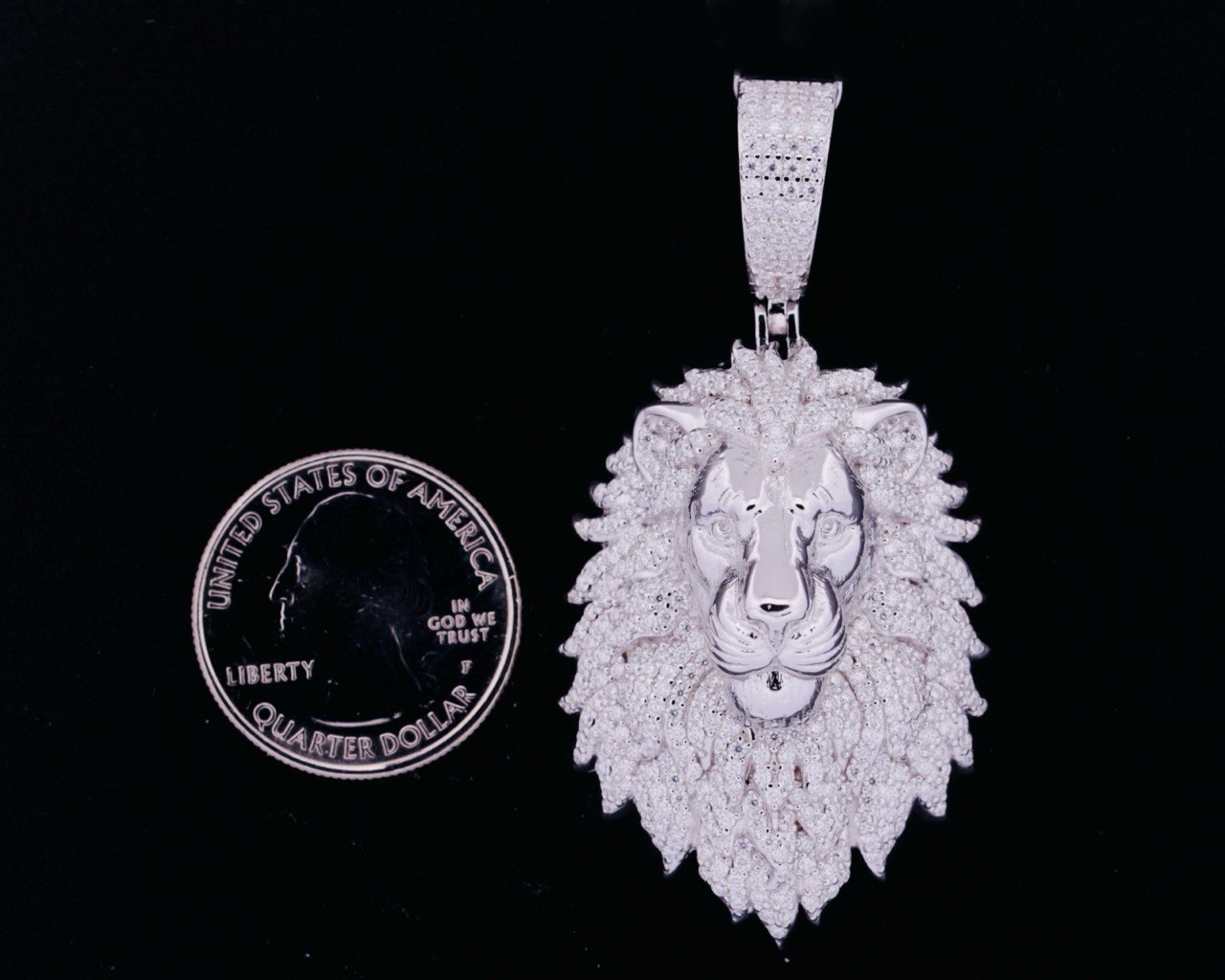 Sterling Silver VVS Moissanite Lion Pendant - 4.24 CT