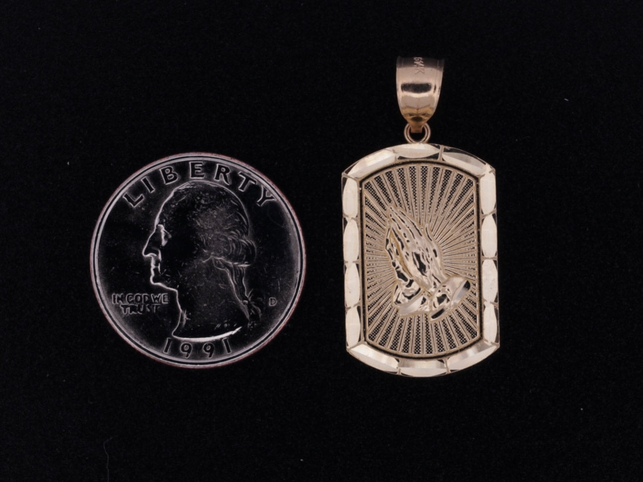 14K Pray Hands Pendant  - 2