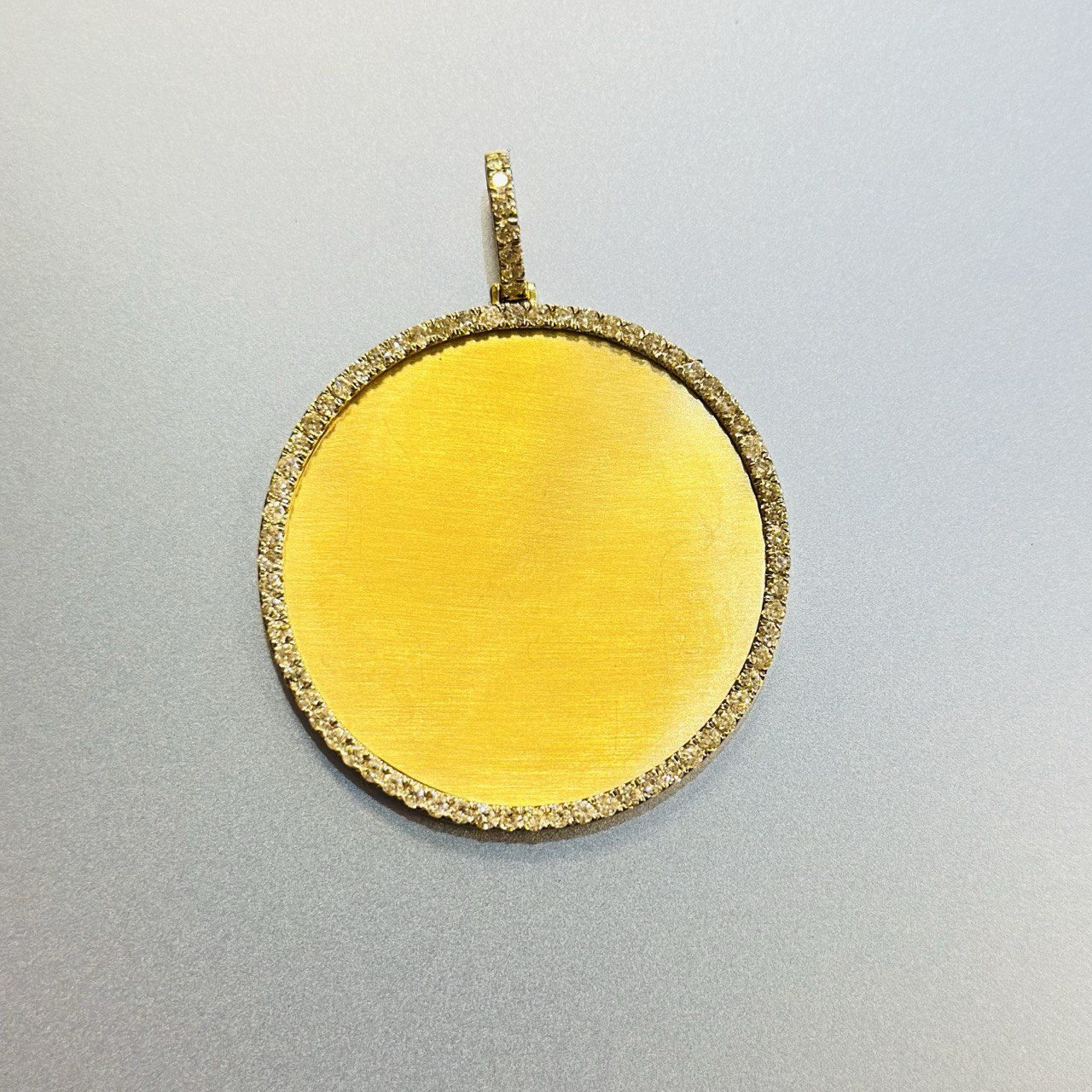 10K Gold Picture Frame Pendant with Natural Diamonds  - 1