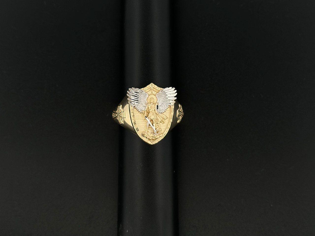 14K Gold Shield Archangel Ring