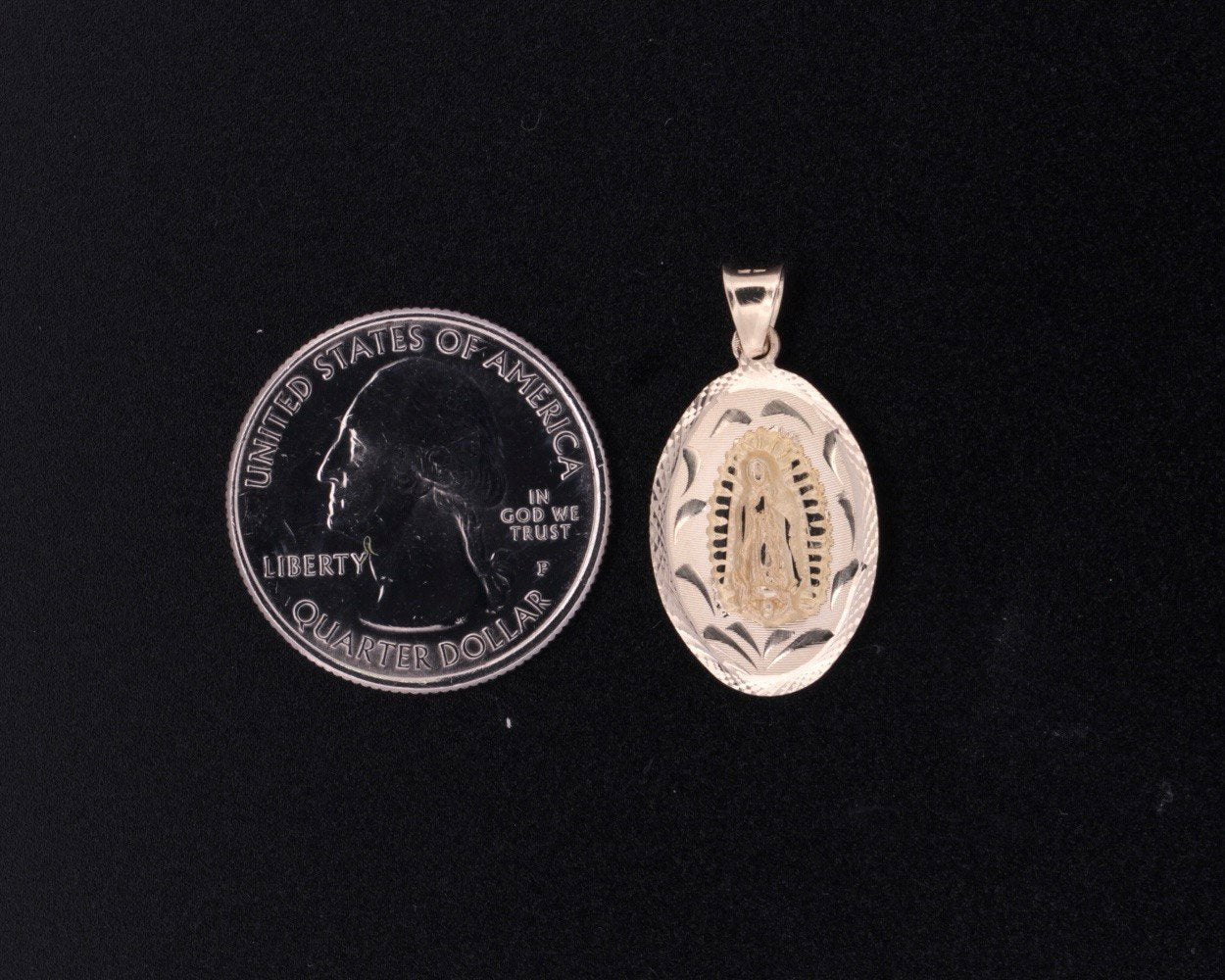 14K Double-Sided Pendant - Jesus and Virgin Mary  - 2