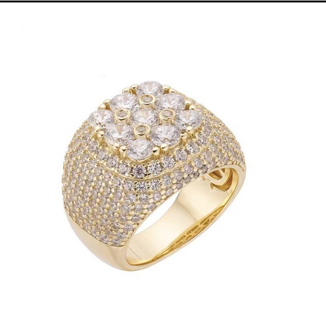 Sterling Silver Square Pave Set Ring with VVS Moissanite Stones, Two Color Options, 5.68 Total Carats