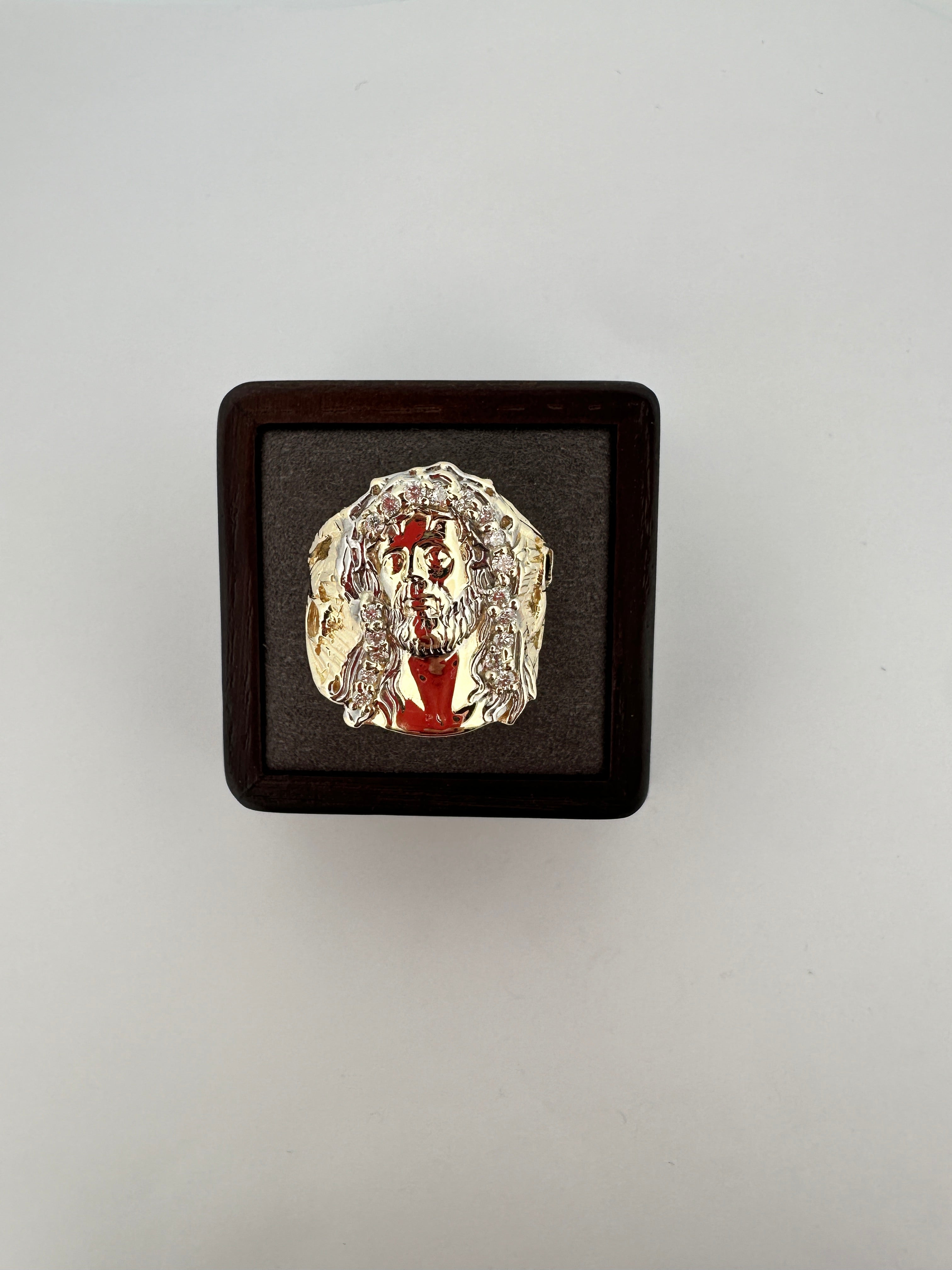 10K Men's Diamond Jesus Ring