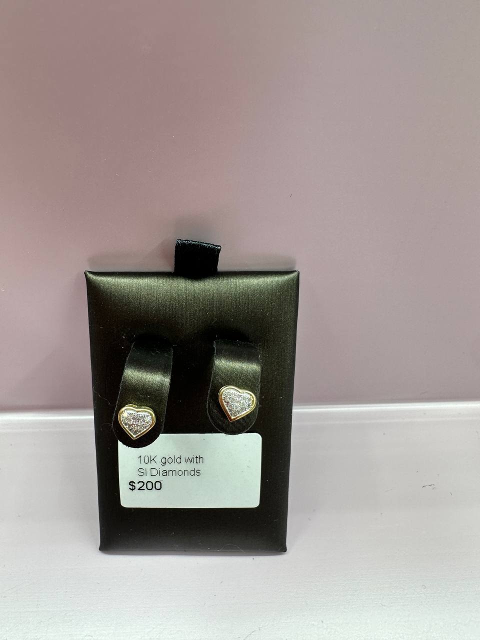 10K Heart Diamond Earring - 1