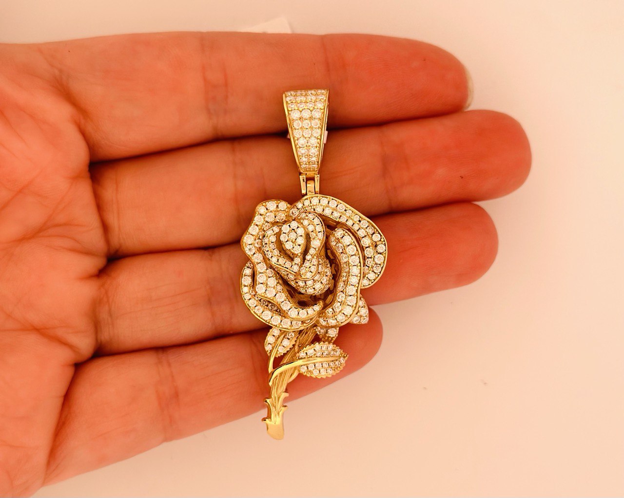 Sterling Silver VVS Moissanite Rose Flower Pendant