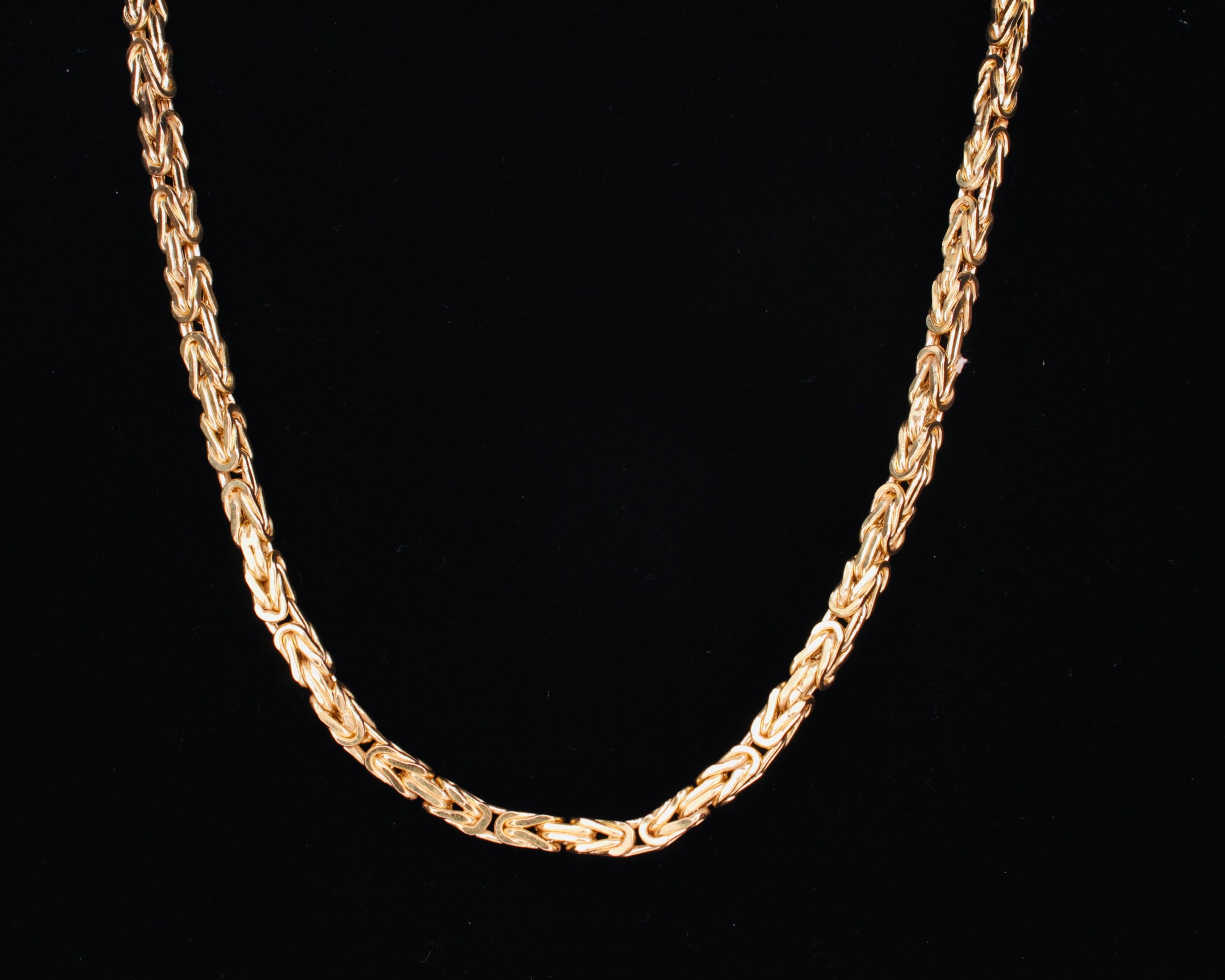 10K Yellow Gold Byzantine Chain Necklace -  4mm