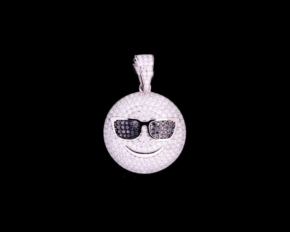 Sterling Silver Smiley Face Pendant with VVS Moissanite - 3.10 Carat