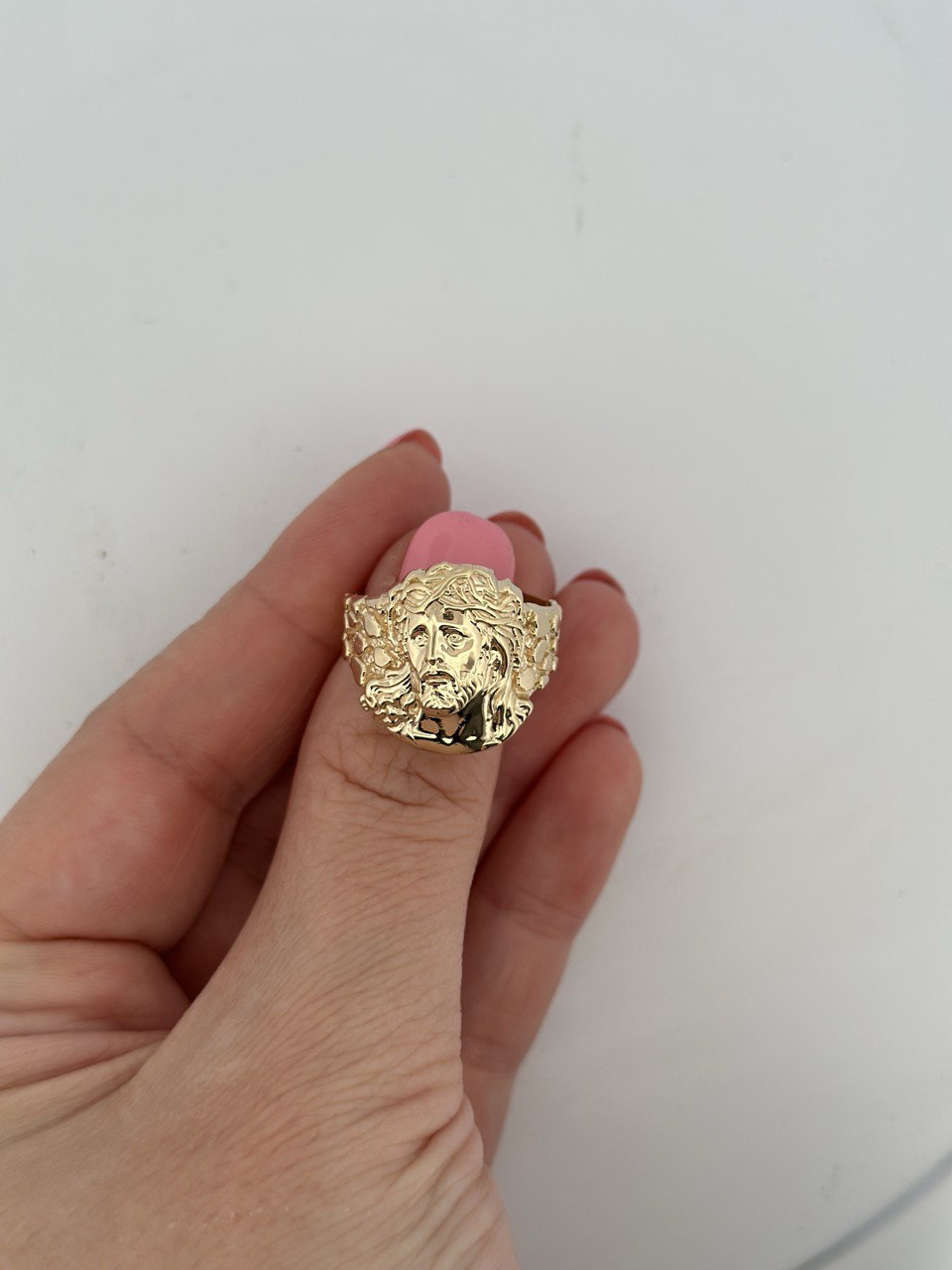 14K Gold Jesus Face Ring