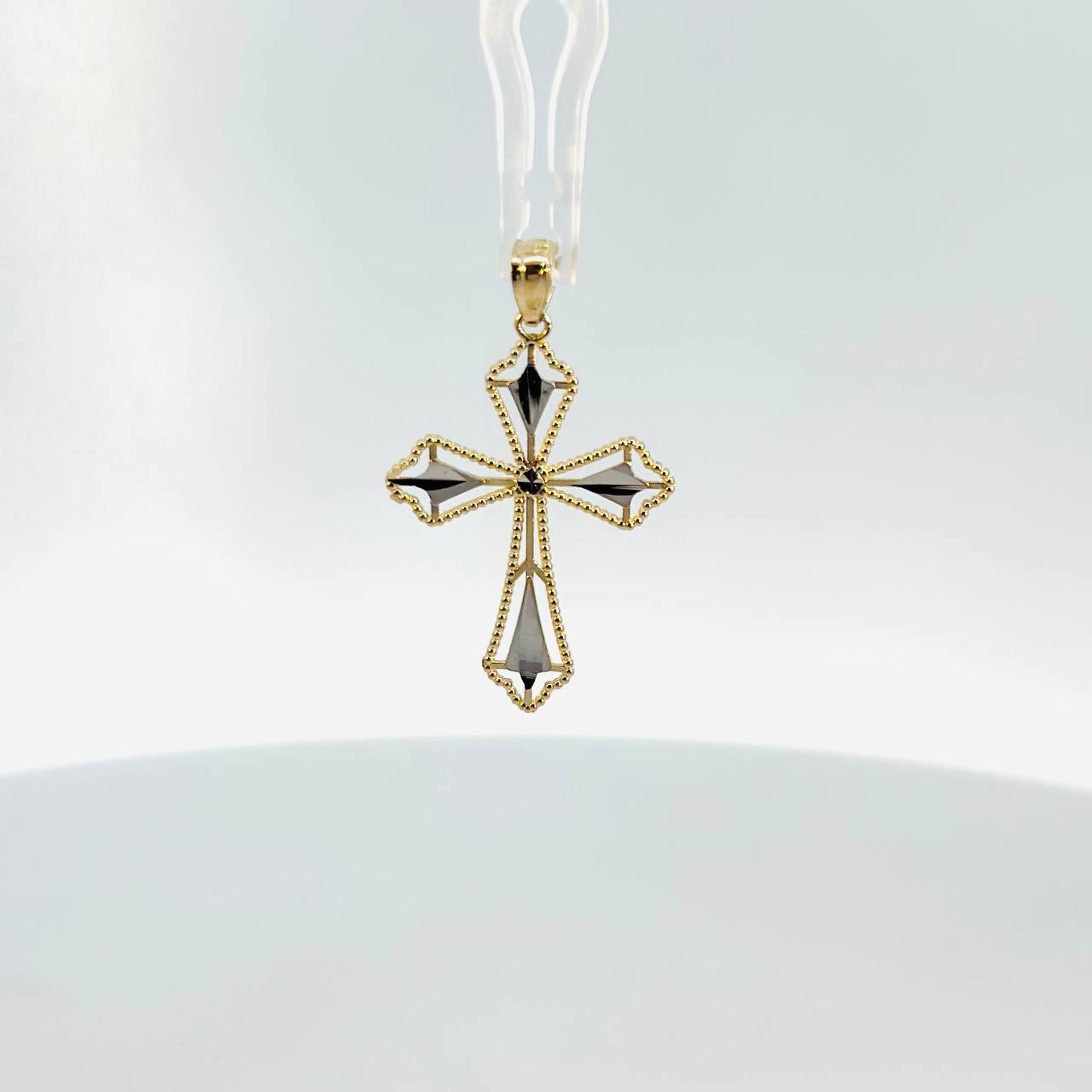 14K Yellow Gold Diamond Cut Cross Pendant  - 2