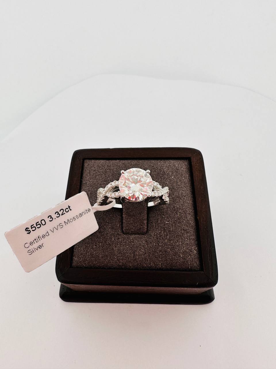 925 Sterling Silver 3ct VVS Moissanite Engagement Ring - 3