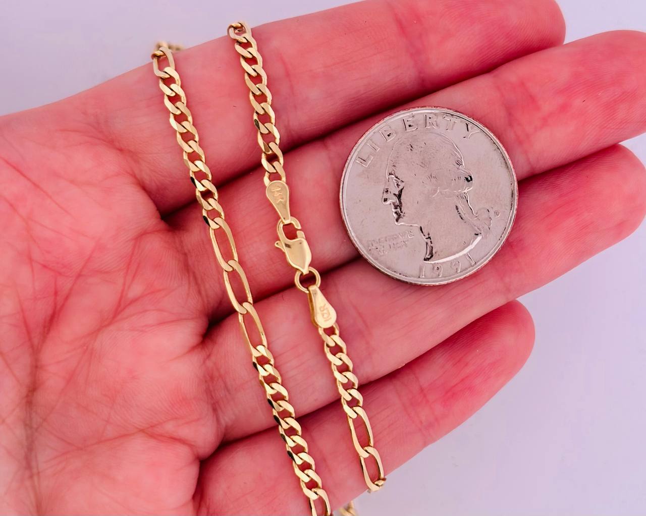 14K Solid Figaro Chain - 3 MM