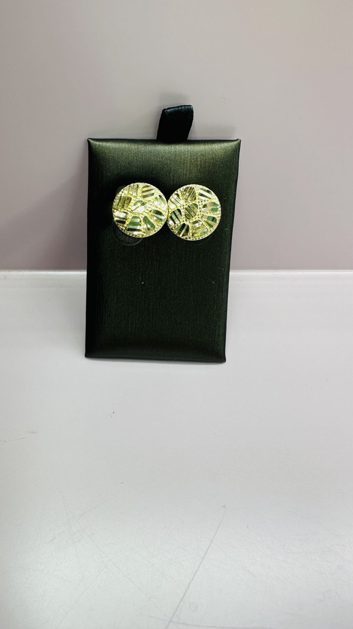 14K round nugget earring - 1