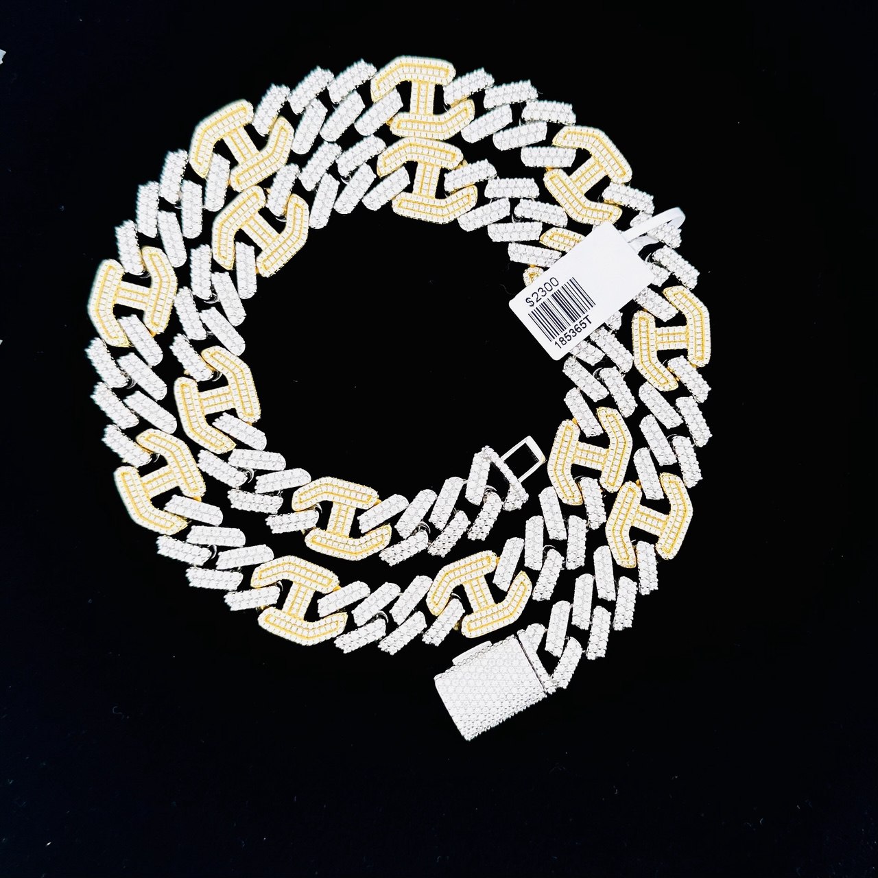 Sterling Silver Solid New Style Miami Cuban Chain Necklace with VVS-D Moissanite Stones, Three Color Options