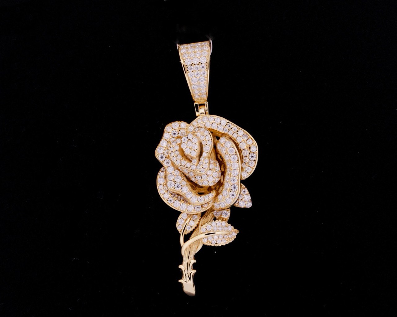 Sterling Silver VVS Moissanite Rose Flower Pendant