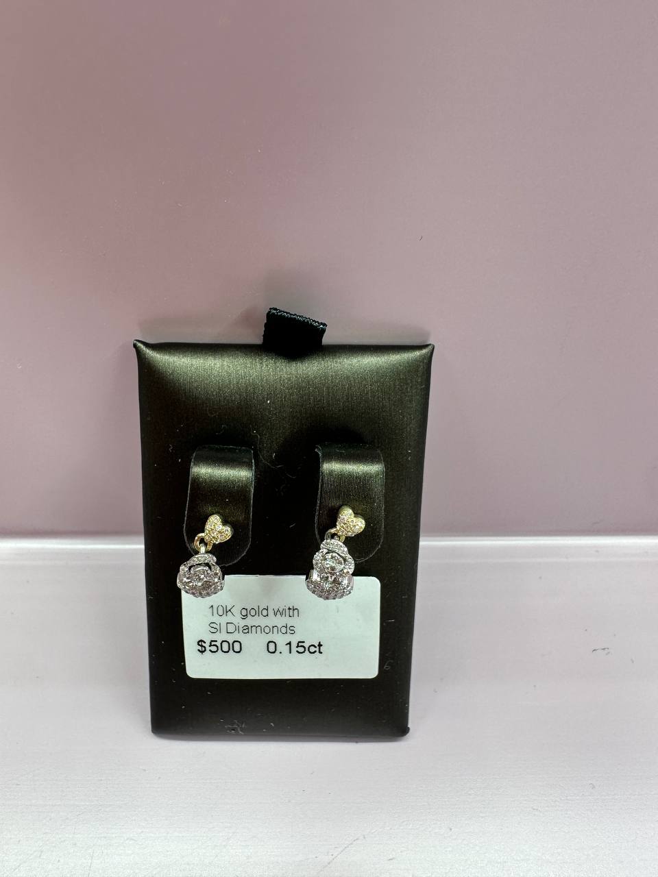 10K Heart Diamond Earring - 2