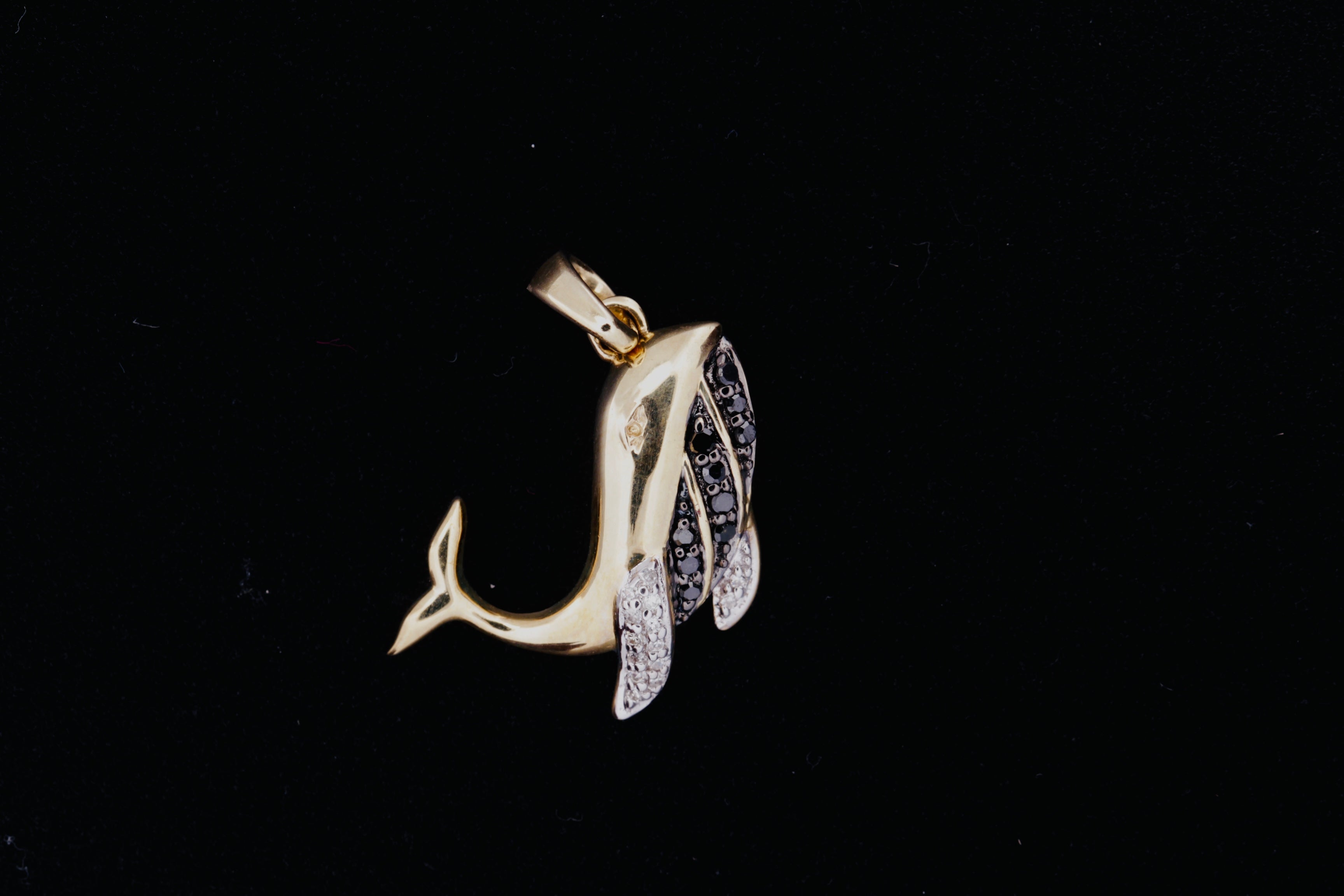 10K Yellow Gold Whale Charm with Diamonds