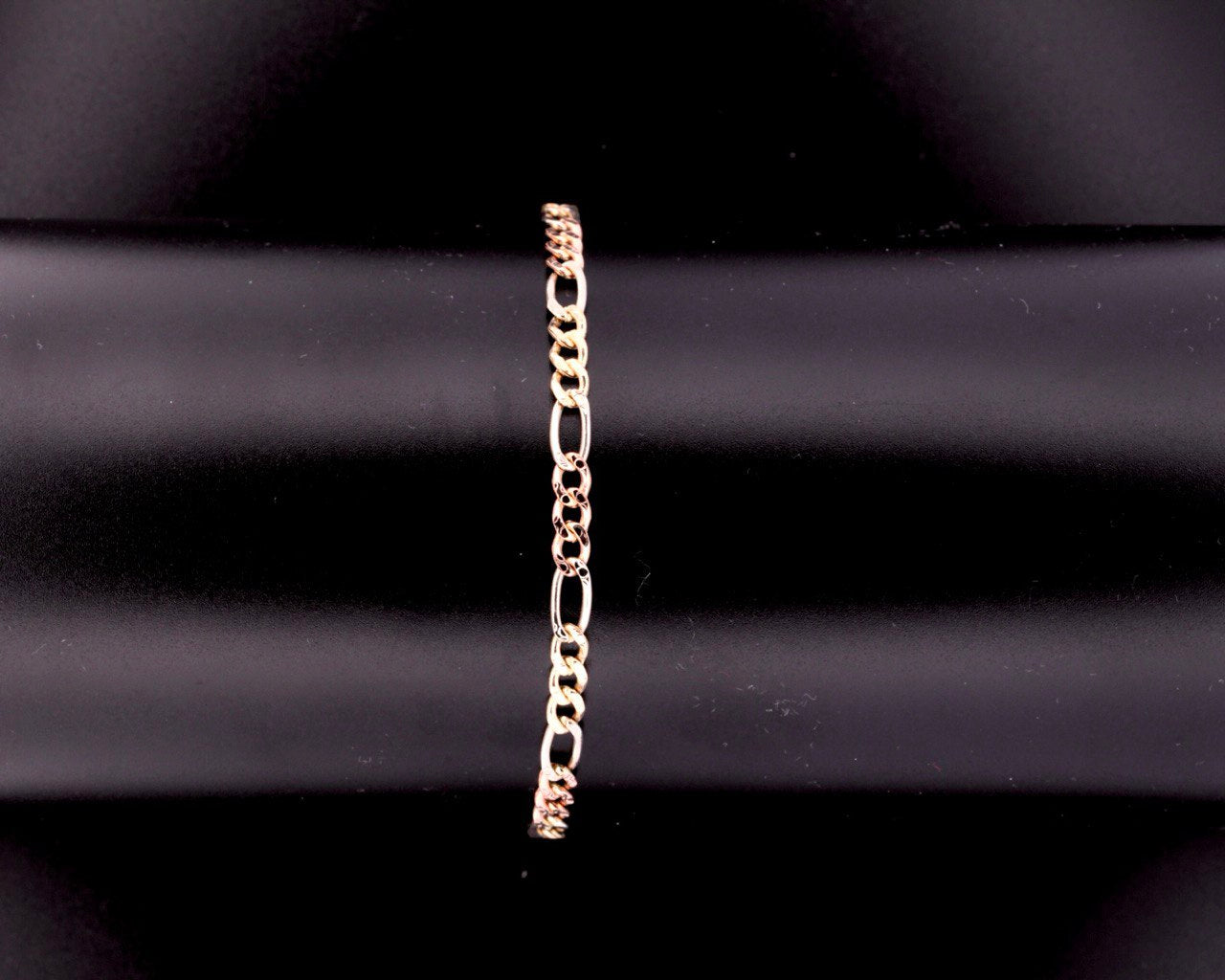 10K 3-Color Figaro Bracelet - 4.2MM