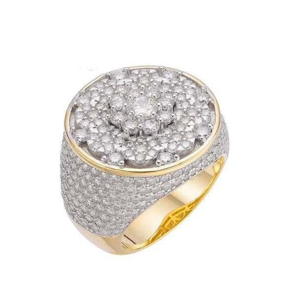 Sterling Silver Round Cluster Pave Set Ring with VVS Moissanite Stones, Two Color Options, 6.39 Total Carats
