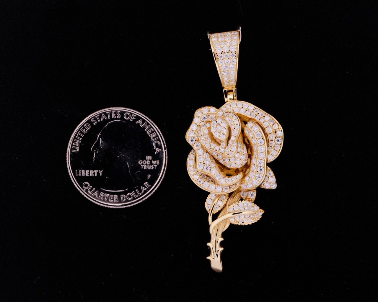 Sterling Silver VVS Moissanite Rose Flower Pendant