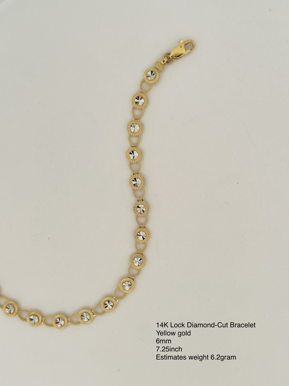14K Lock Dia-Cut Bracelet - 6MM