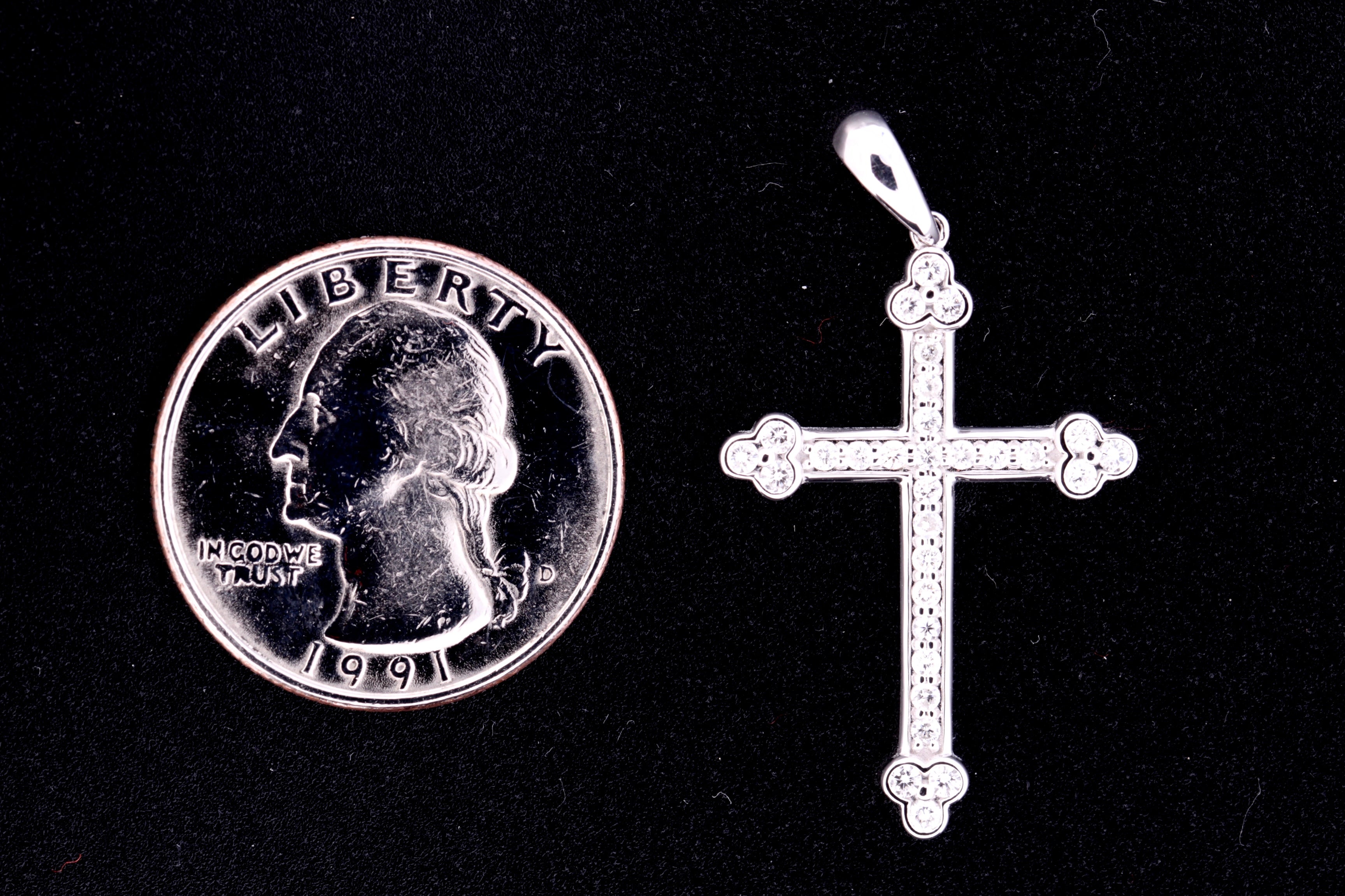 10K White Gold Diamond Cross Pendant