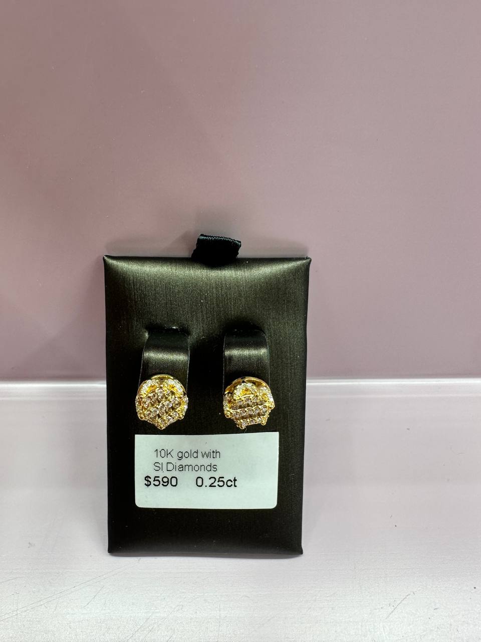 10K Natural Diamond Earring 6.5mm - 1