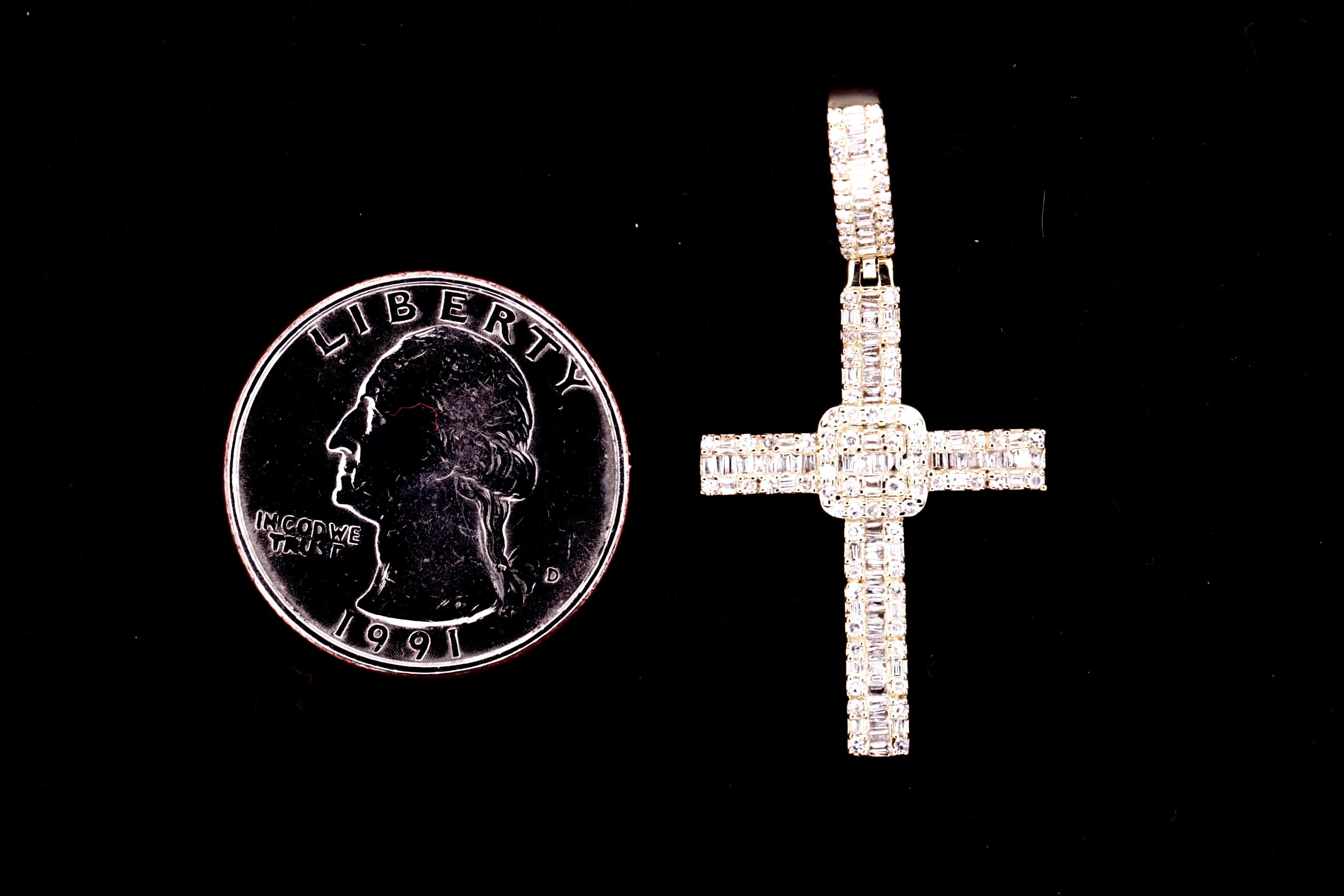 10K Yellow Gold Cross Pendant with Natural Diamond - Elegant Religious Jewelry