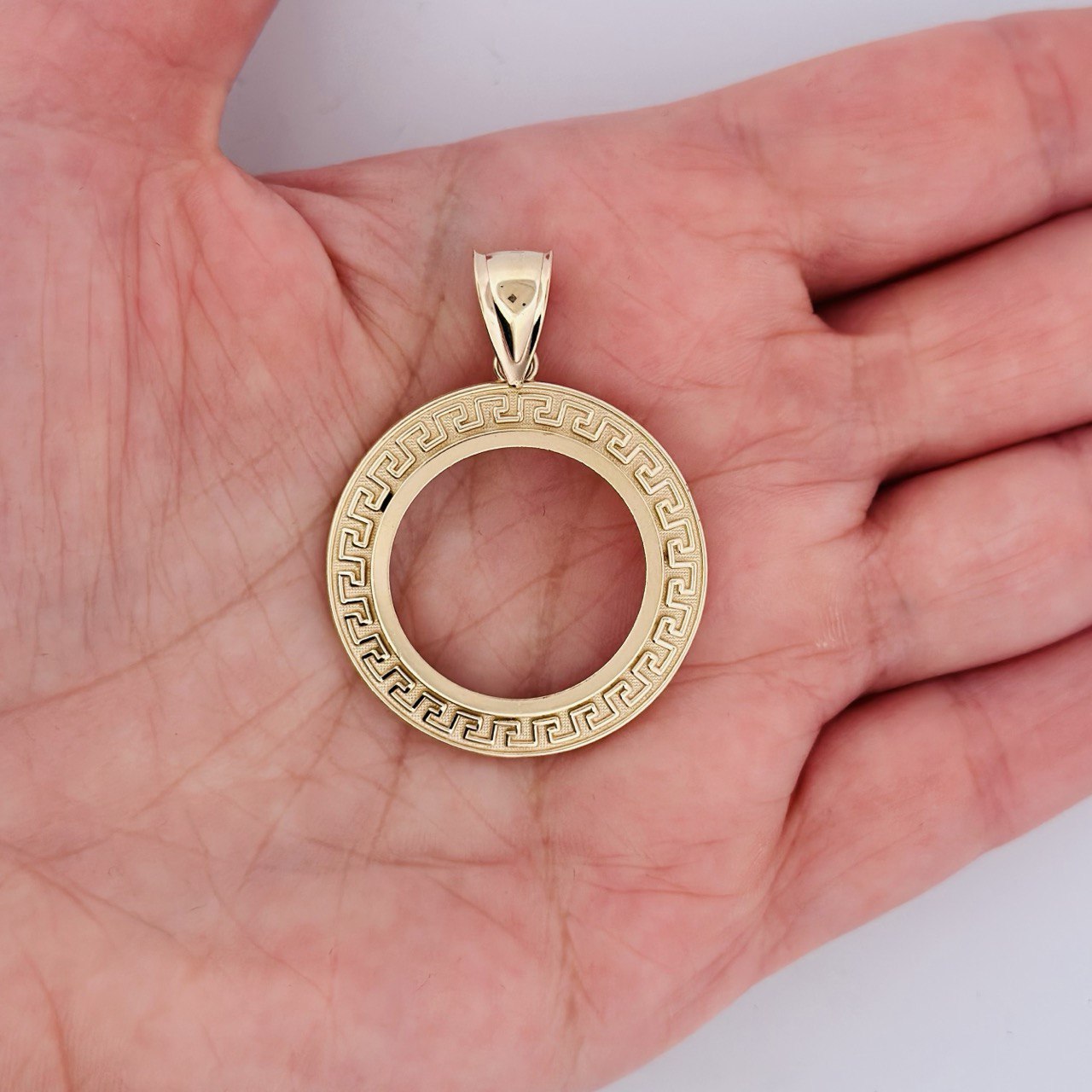 14K Gold Greek Key Pendant