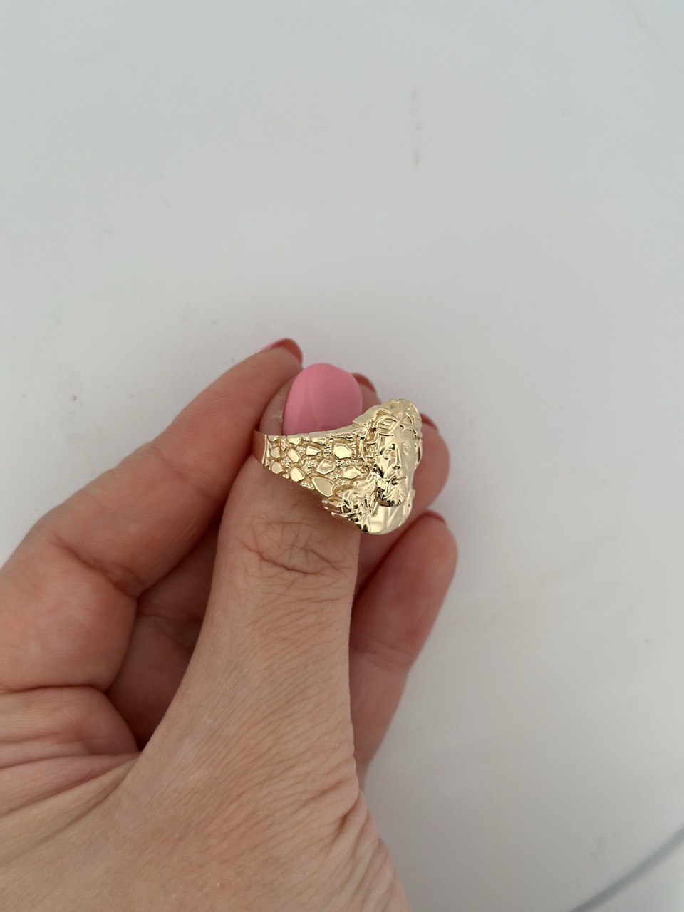 14K Gold Jesus Face Ring