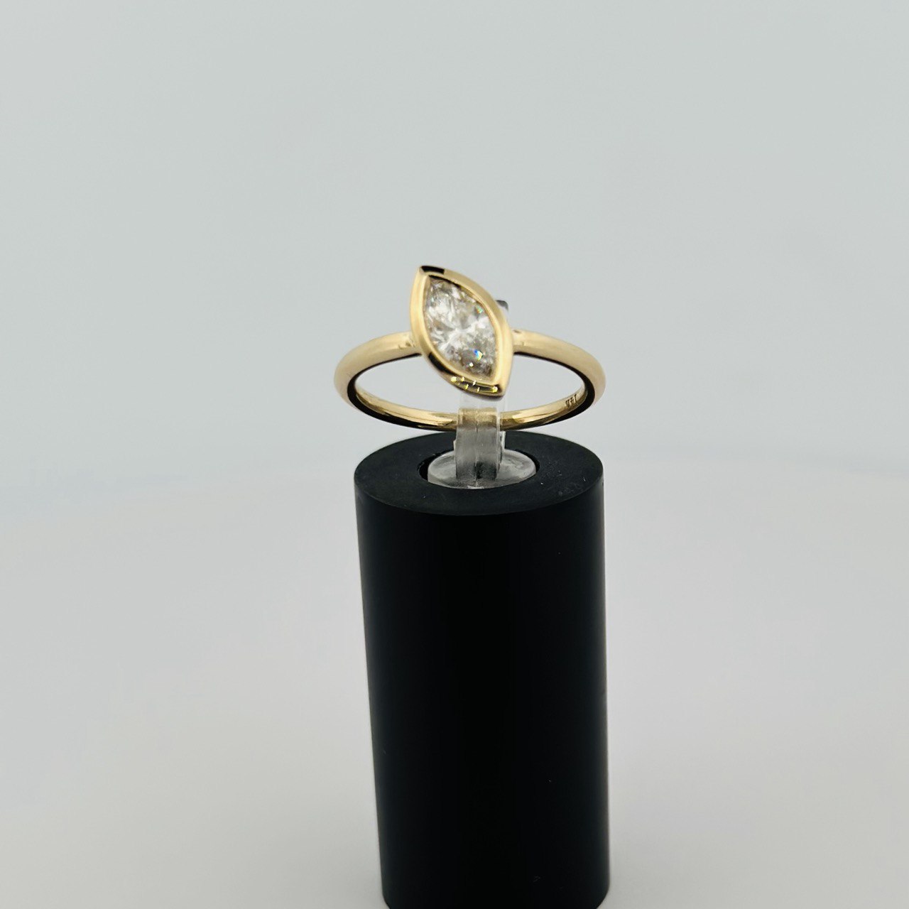 14K Gold Marquise Diamond Bezel Ring - 0.73ctw