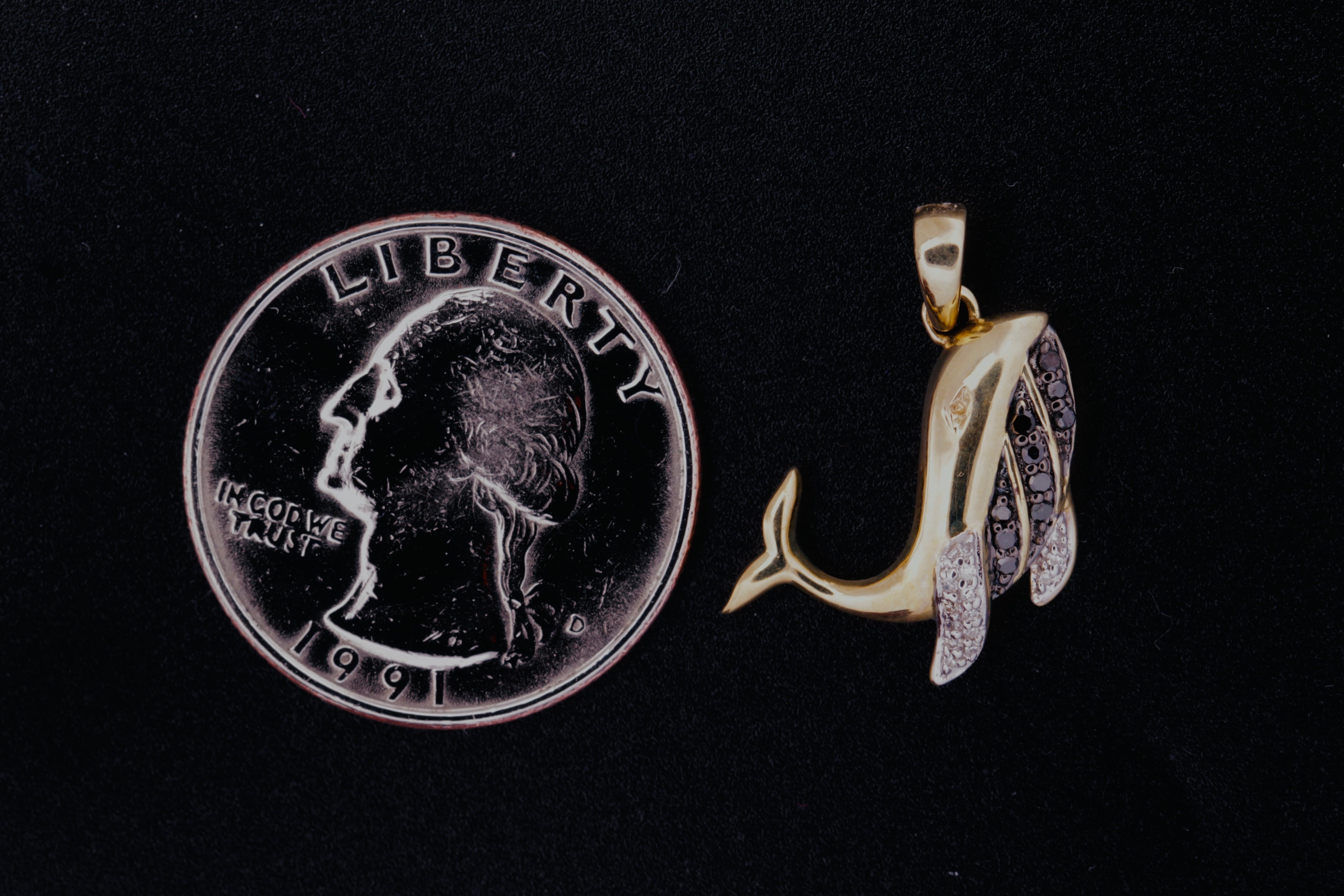 10K Yellow Gold Whale Charm with Diamonds