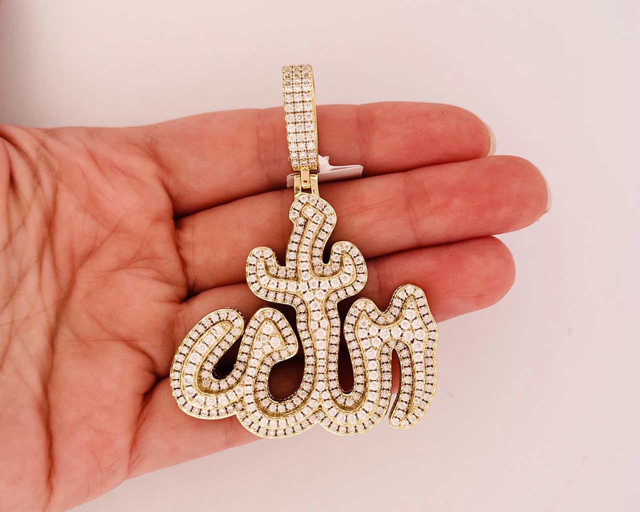 Sterling Silver VVS Moissanite Allah Pendant - 9.31 Carats