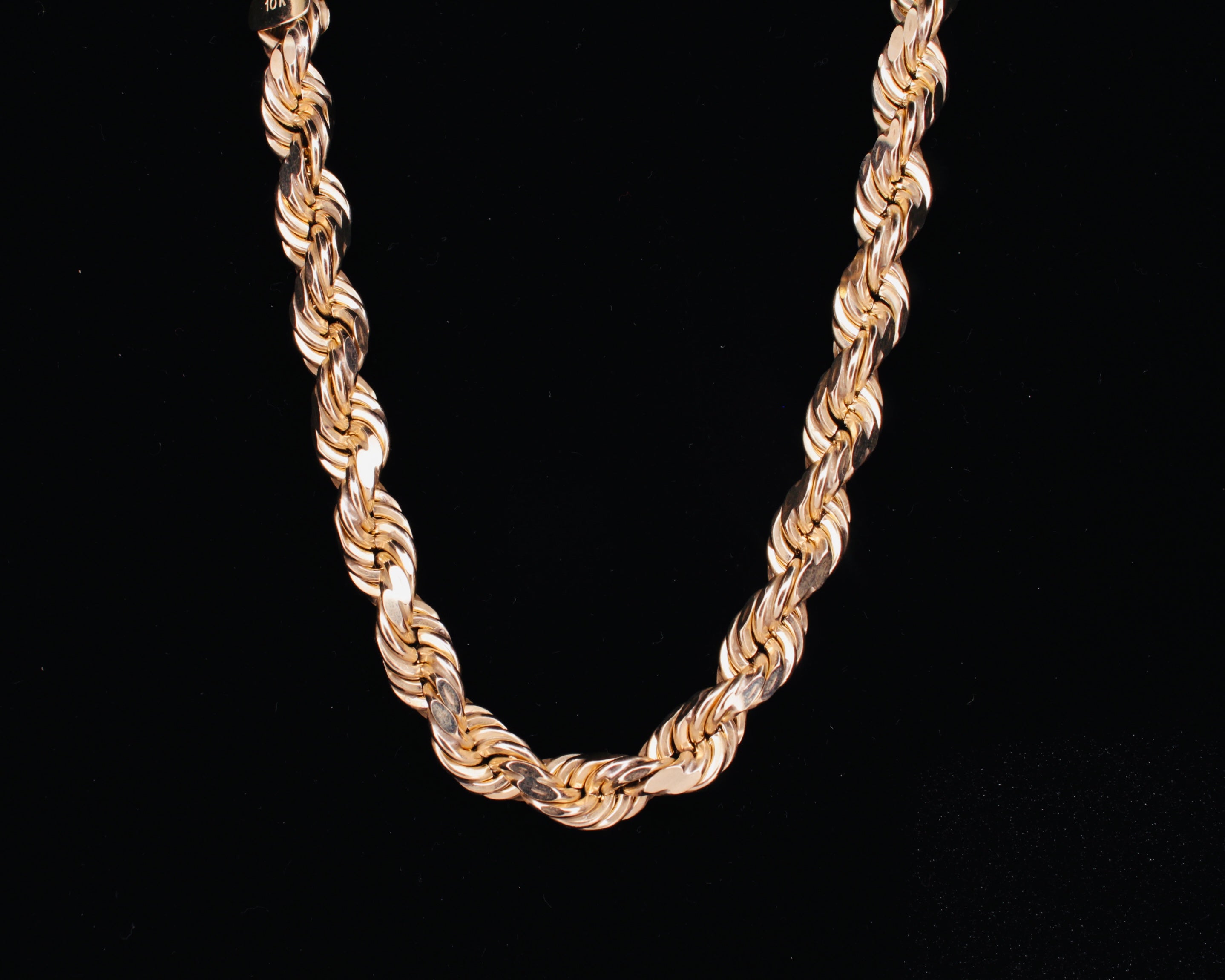 10K Yellow Gold Rope Chain Necklace -  8mm