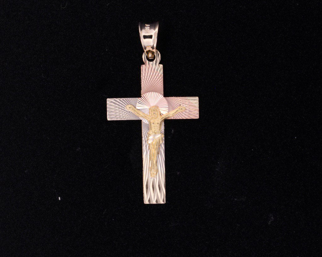 14K Gold Cross Pendant, 3 Color
