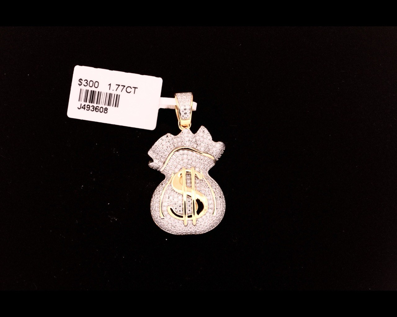 Sterling Silver VVS Moissanite Money Bag Pendant - Two Tone, 1.77 Carat