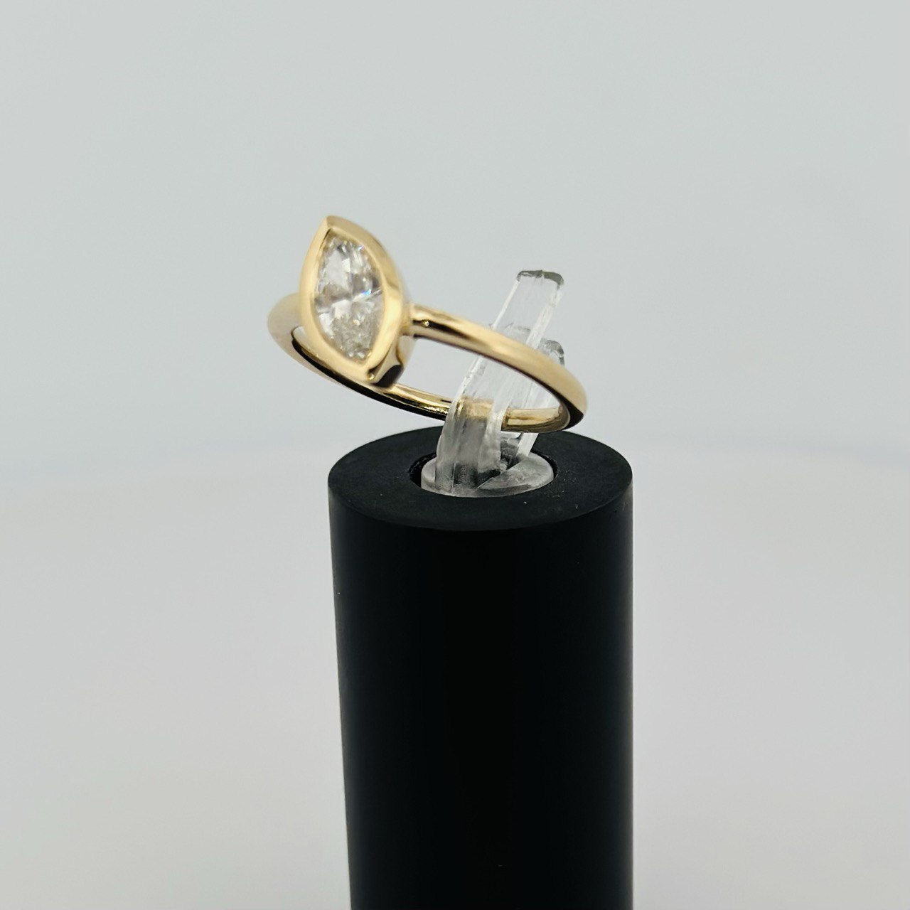 14K Gold Marquise Diamond Bezel Ring - 0.73ctw