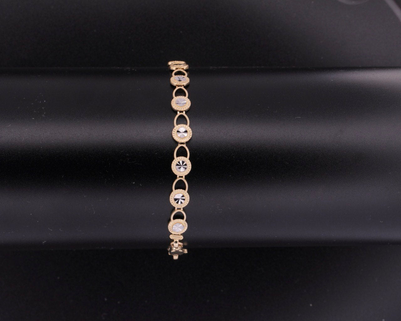 14K Lock Dia-Cut Bracelet - 6MM