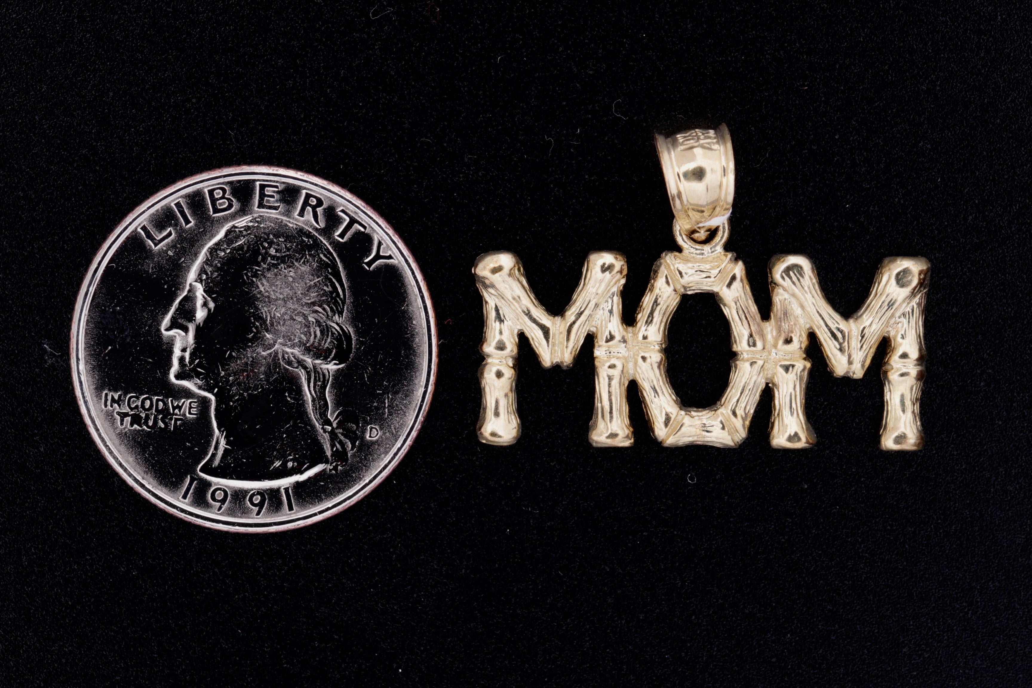 10K Yellow Gold MOM Pendant  - 1