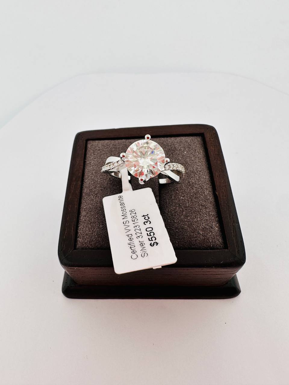 925 Sterling Silver 3ct VVS Moissanite Engagement Ring - 2