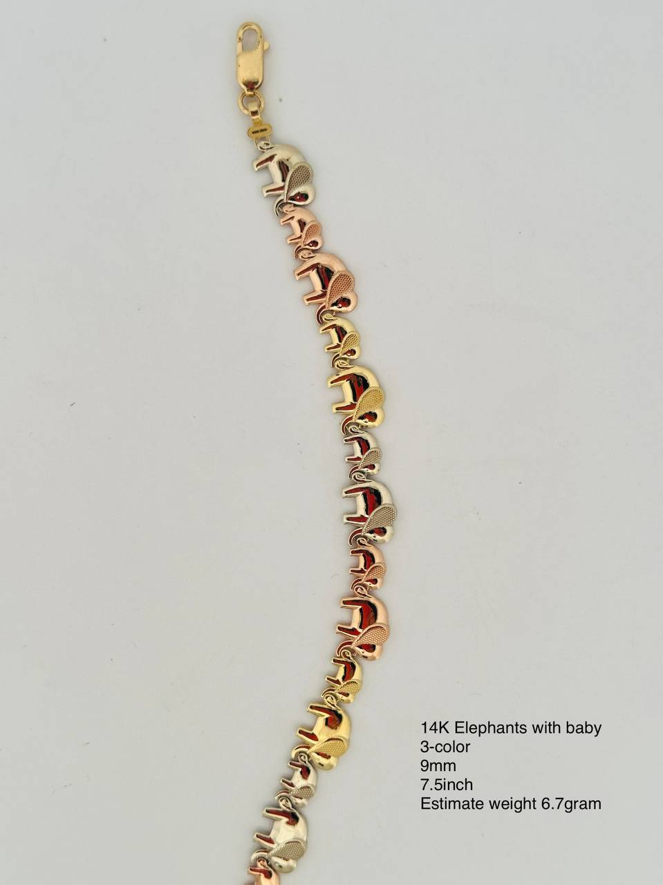 14K Elephants with Baby Bracelet