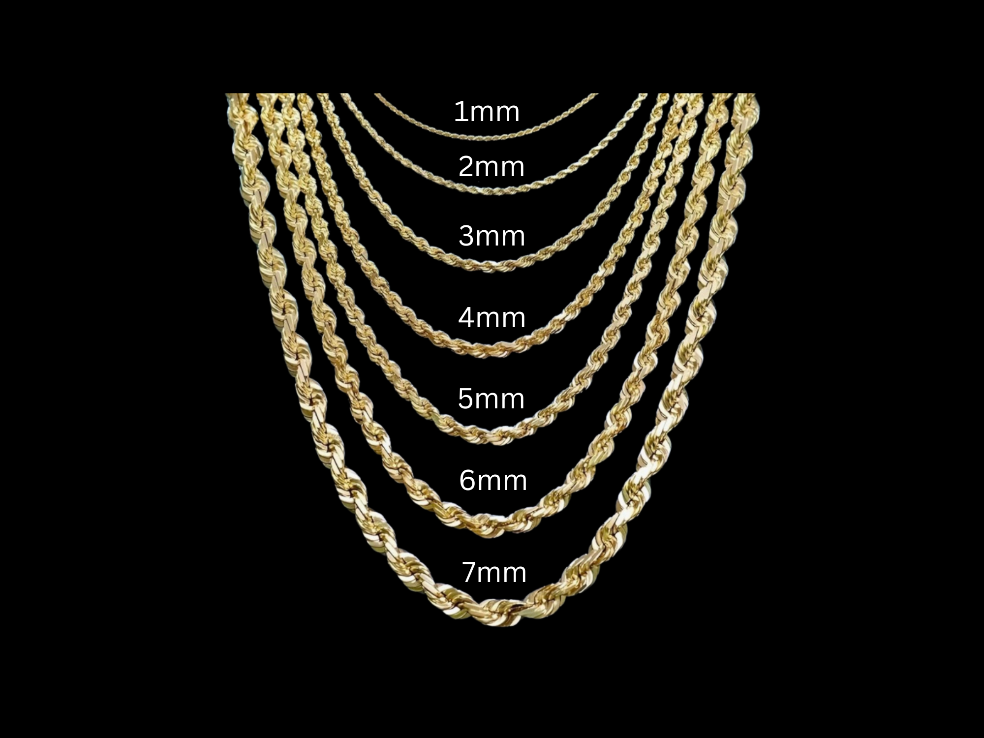 10K Yellow Gold Solid Rope Chain - 2.2 MM