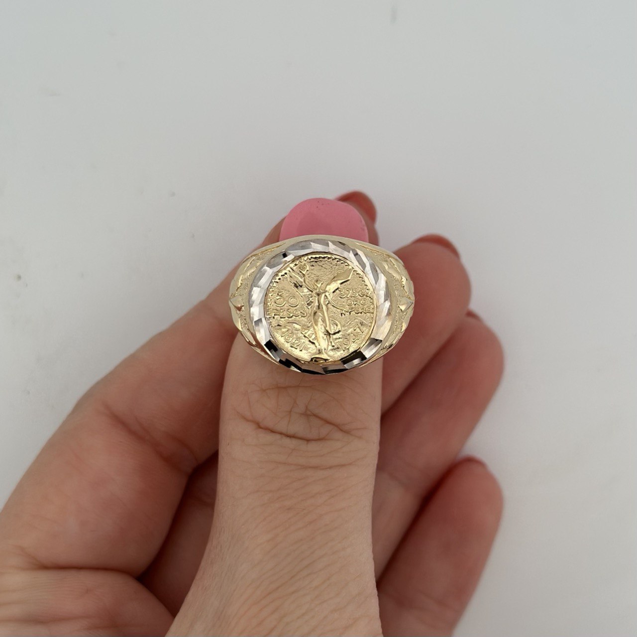 14K Gold Coin Ring (Pesos Design) with Intricate Details