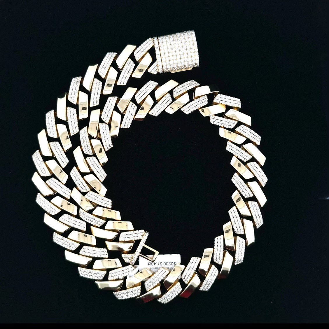 Sterling Silver Solid Miami Cuban Link Chain with VVS Moissanite Stones - 4