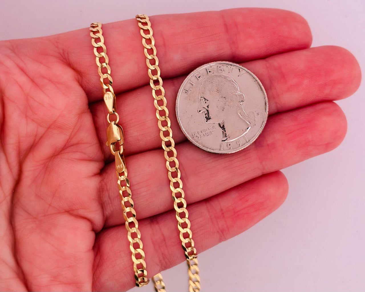 14K Yellow Gold Cuban Chain, 3.5mm