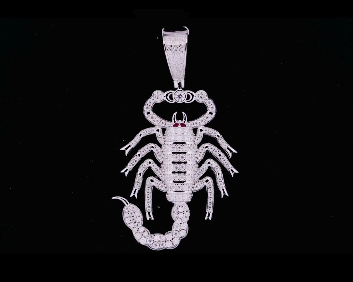 Sterling Silver Scorpion Pendant with VVS Moissanite - 2.54 Carat,