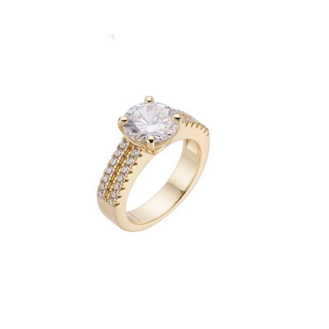 Sterling Silver Engagement Ring with 3-Carat Center Stone, VVS Moissanite, Two Color Options, 3.52 Total Carats