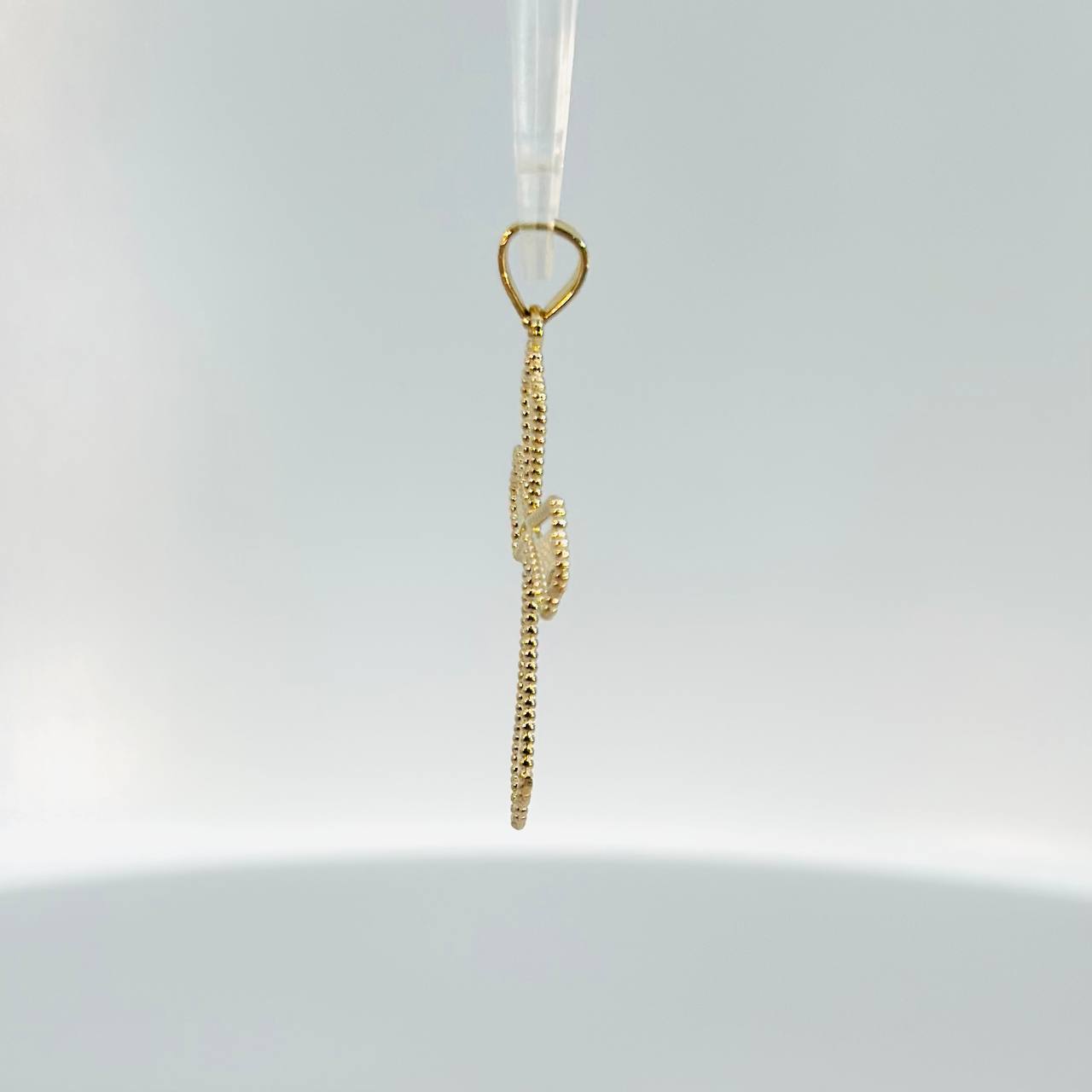 14K Yellow Gold Diamond Cut Cross Pendant  - 2