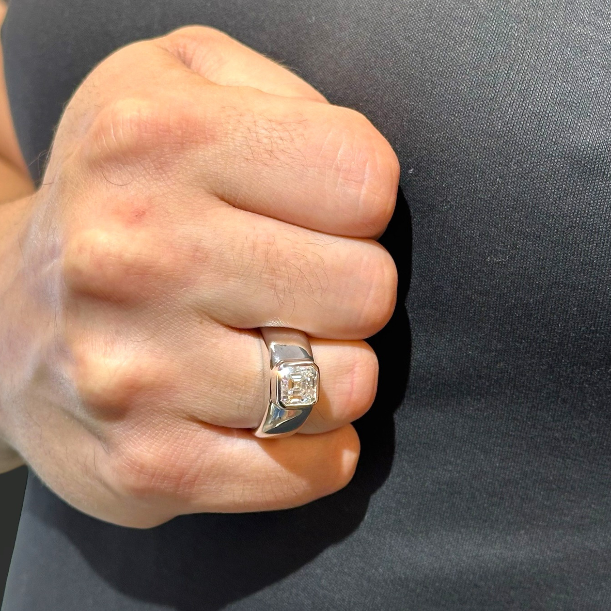 925 Sterling Silver VVS Moissanite Emerald Cut Ring - 4