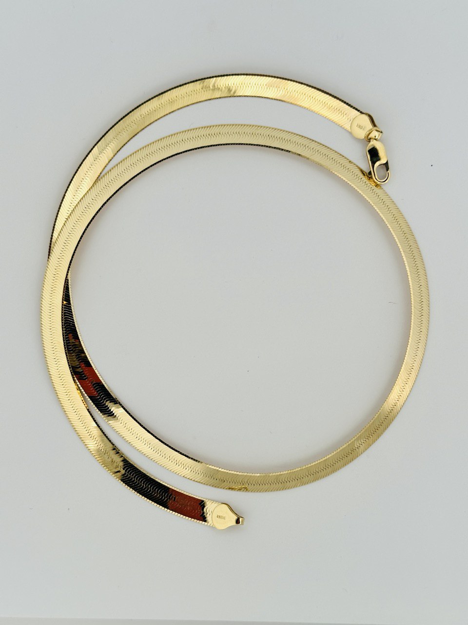 10K Yellow Gold Herringbone Chain Necklace -  7mm