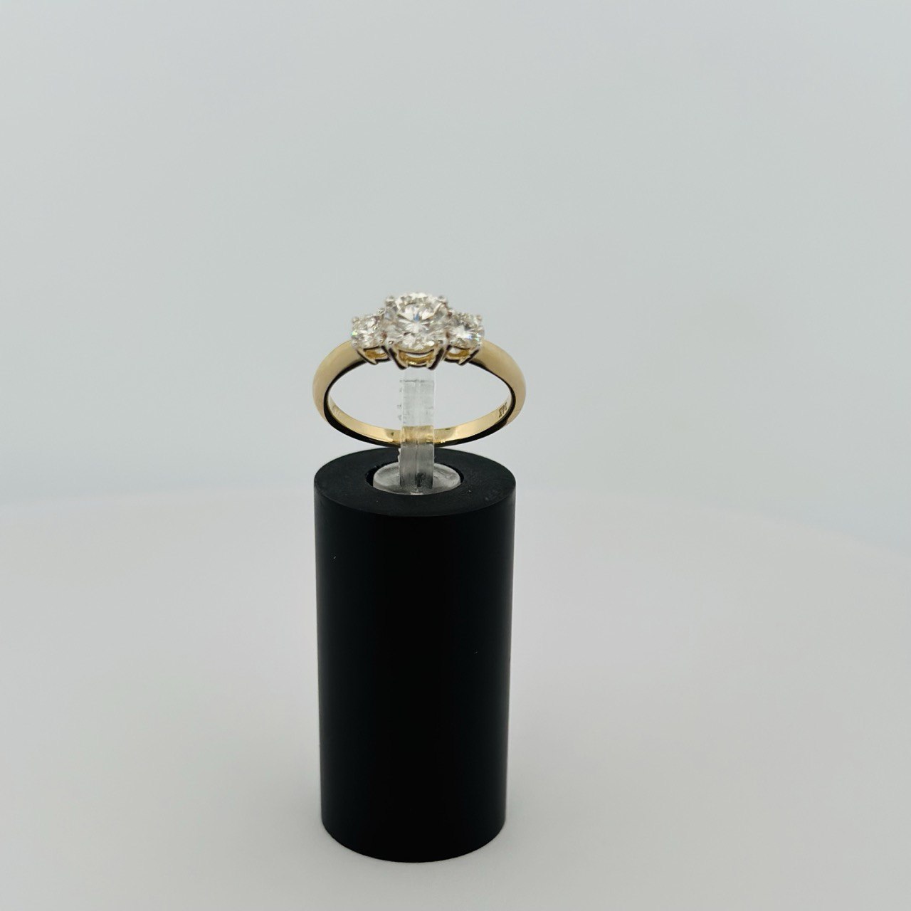 14K Gold Three-Stone Diamond Ring